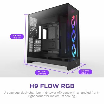 CASE NZXT H9 FLOW RGB (2025) BLACK : CM-H92FB-R1