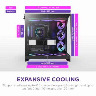 CASE NZXT H9 FLOW RGB (2025) BLACK : CM-H92FB-R1