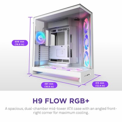 CASE NZXT H9 FLOW RGB [2025] WHITE : CM-H92FW-R1