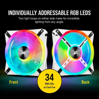 CORSAIR FAN CASE QL140 DUAL RGB WHITE PACK 2