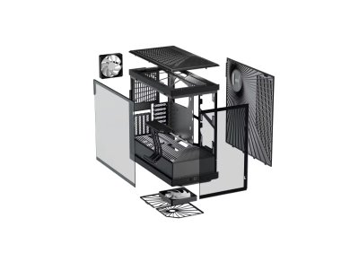 CASE HYTE Y40 WITH 2 FANS AND RISER VERTICAL GPU MOUNT