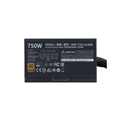 POWER SUPPLY COOLER MASTER MWE V2 - 750W 80+ BRONZE (MPE-7501-ACABW-B) POWER SUPPLY COOLER MASTER MWE V2 - 750W 80+ BRONZE (MPE-7501-ACABW-B)