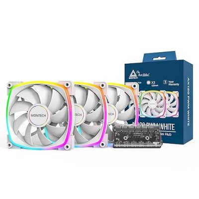 MONTECH FAN CASE AX120 PWM - PACK 3 WITH FAN HUB (WHITE)