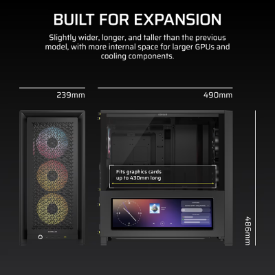 CASE CORSAIR 4000D FRAME XENEON EDGE & TEMPERED GLASS PANEL BLACK FINISH RS120 ARGB (CC-9011326-WW)