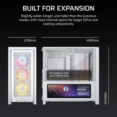 CASE CORSAIR 4000D FRAME XENEON EDGE & TEMPERED GLASS PANEL WHITE FINISH RS120 ARGB (CC-9011327-WW)