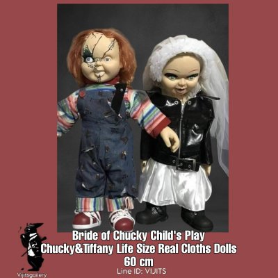 Bride of Chucky Child's Play Chucky & Tiffany Life Size Real Cloths Dolls 60 cm