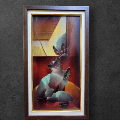 ภาพพิมพ์รูปแมวสยาม ของ jom sum kim painting no.2