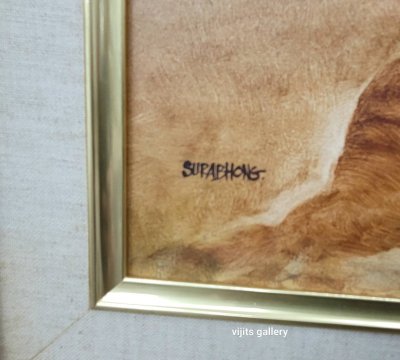 ภาพวาดสีอะครีลิค ลายผู้หญิงเปลือย งานศิลปินไทยที่ดังในต่างประเทศ surabhong ขนาดรวมกรอบ 33x33นิ้ว