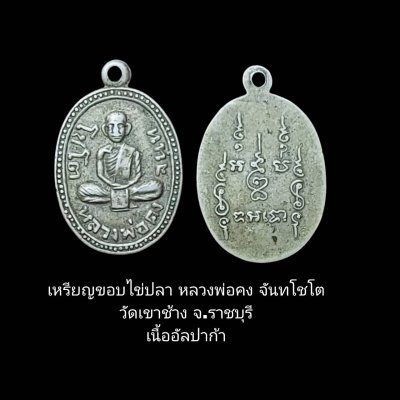 เหรียญขอบไข่ปลา หลวงพ่อคง จันทโชโต วัดเขาช้าง ราชบุรี เนื้ออัลปาก้า