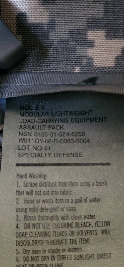 เป้ทหาร US Molle II modular lightweight