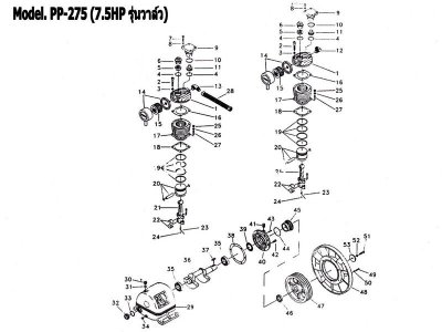 อะไหล่ปั๊มลมพูม่า 7.5 แรงม้า รุ่น PP-275 (7.5 HP รุ่นวาล์ว)