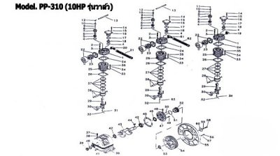 อะไหล่ปั๊มลมพูม่า 10 แรงม้า รุ่น PP-310 (10 HP รุ่นวาล์ว)