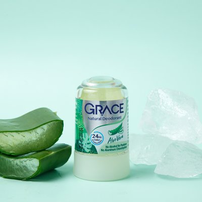 GRACE โรลออนสารส้ม(สีเขียว ว่านหางจระเข้) 70กรัม.