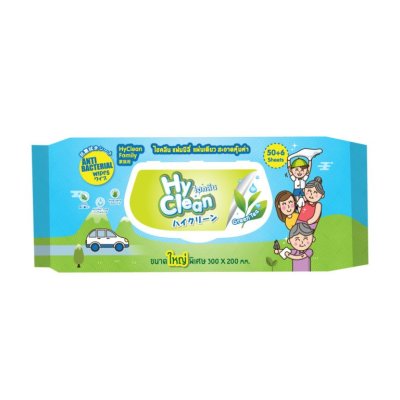 HYCLEAN ANTIBACTERIAL WIPE กรีนที 50+6ชิ้น