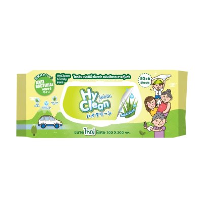 HYCLEAN ANTIBACTERIAL WIPE อโลเวร่า 50+6ชิ้น