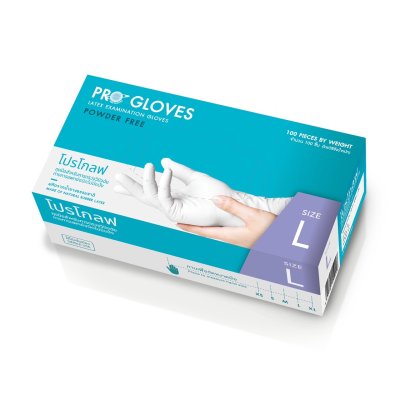 ถุงมือบางไม่มีแป้งPROGLOVE 100ชิ้น# L