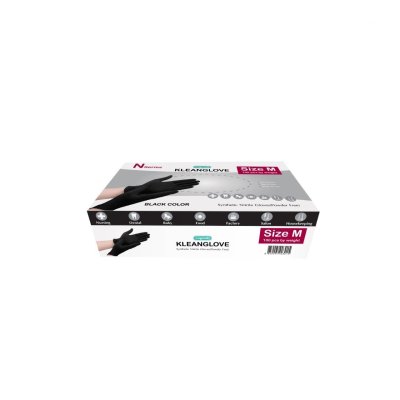 ถุงมือ ไนไตร สีดำ 100ชิ้น # M  (KLEANGLOVE)