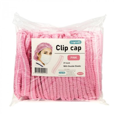 หมวกพยาบาล สีชมพู 100ชิ้น ลองเมด