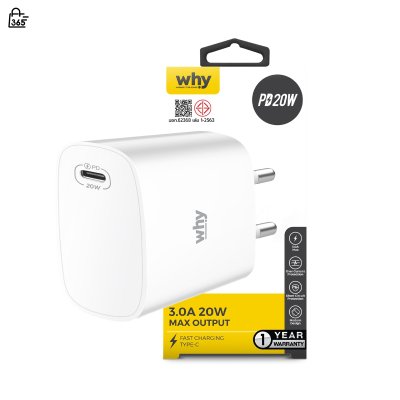 Why Stream WC-3101 หัวชาร์จ Type-C 3A / 20W PD (1 พอร์ต) – White