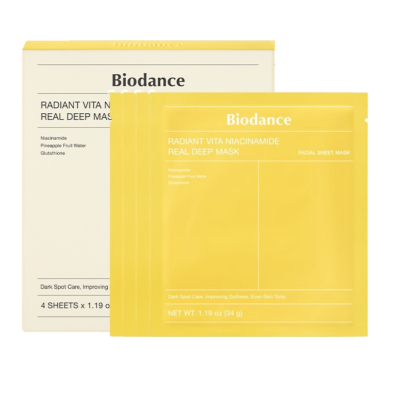มาส์กหน้าเกาหลี BIODANCE MASK RADIANT VITA NIACINAMIDE REAL DEEP MASK - กล่อง 4 แผ่น