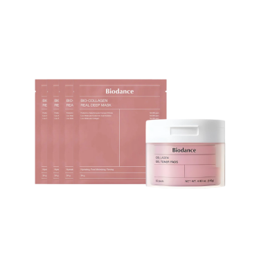 BIODANCE - COLLAGEN GEL TONER PADS 60 PADS + BIODANCE BIO-COLLAGEN REAL DEEP MASK - กล่อง 4 แผ่น