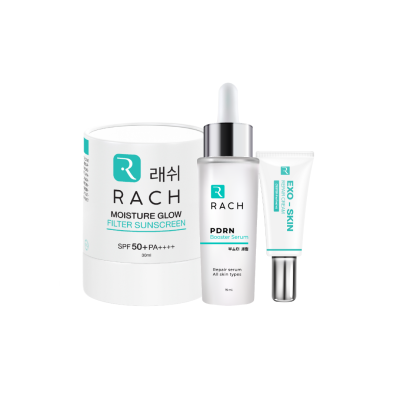 RACH PDRN BOOSTER SERUM  + RACH MOISTURE GLOW FILTER SUNSCREEN 30G.แถมฟรี ครีม EXO-SKIN