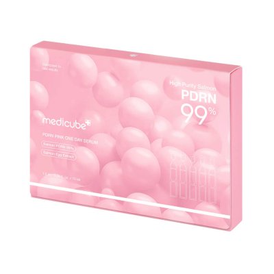 กล่อง Medicube PDRN Pink One Day Serum 99% สีชมพู แพ็กเกจพรีเมียม