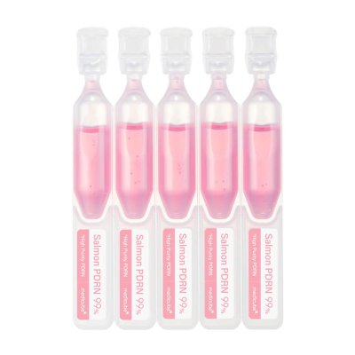 เซรั่ม Medicube PDRN 99% แบบแอมพูลเรียงหลายหลอด เนื้อเซรั่มสีชมพูเข้มข้น