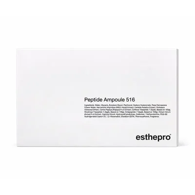 กล่องผลิตภัณฑ์ Peptide Ampoule 516 esthepro เซรั่มเปปไทด์บำรุงผิวหน้า สูตรเข้มข้น ช่วยดูแลผิวให้เรียบเนียนและอ่อนเยาว์