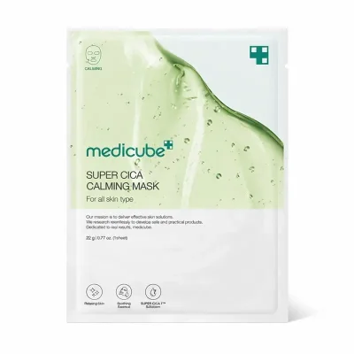 Medicube Super Cica Calming Mask แผ่นมาส์กหน้าเกาหลี สูตร CICA สำหรับผิวแพ้ง่าย ช่วยปลอบประโลมผิว ลดรอยแดง และเพิ่มความชุ่มชื้น