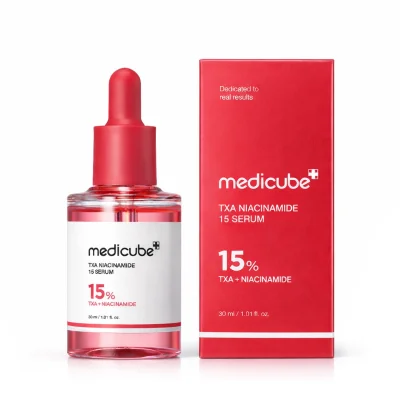 Medicube TXA Niacinamide 15 Serum bottle with packaging 30ml Korean brightening serum for dark spots and uneven skin tone
