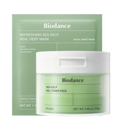 เซ็ตคู่ Biodance Sea Kelp (Mask + Toner Pads) สูตรสีเขียว สำหรับปลอบประโลมผิว ลดสิว คุมมัน