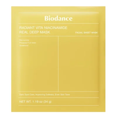 Biodance Vita Mask สีเหลือง ช่วยลดฝ้า กระ จุดด่างดำ ด้วย Niacinamide และ Glutathione