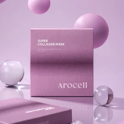 ผลิตภัณฑ์ AROCELL MASK ซูเปอร์ คอลลาเจน ทั้งกล่อง ซอง และแผ่นมาส์กไฮโดรเจล เป็นมาส์กหน้าเกาหลี