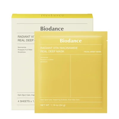 าสก์ Biodance Mask สีเหลือง (Vita Niacinamide) สูตรลดจุดด่างดำ ผิวโกลว์ใส