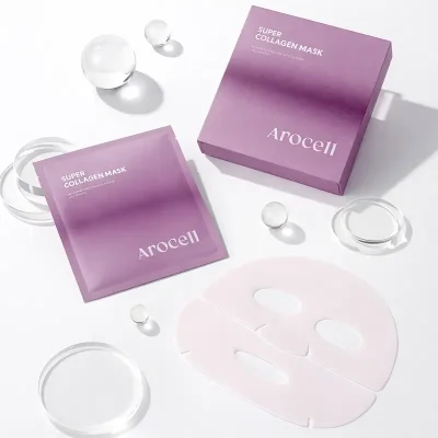 AROCELL Super Collagen Mask แผ่นมาส์กคอลลาเจนพรีเมียมจากเกาหลี บำรุงผิวหน้า ลดความแห้งกร้าน เพิ่มความเรียบเนียน