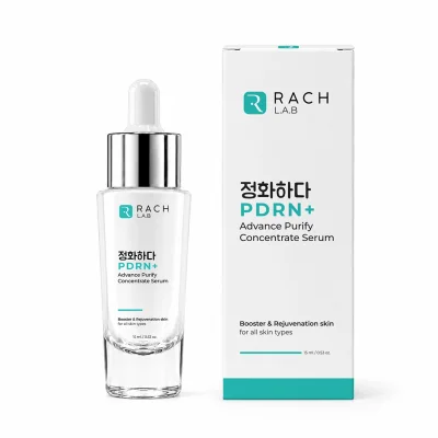 ภาพผลิตภัณฑ์ RACH L.A.B PDRN+ Advance Purify Concentrate Serum พร้อมกล่องบรรจุภัณฑ์ ดีไซน์มินิมอล เหมาะสำหรับสกินแคร์ฟื้นบำรุงผิวทุกสภาพผิว