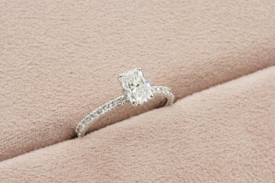 Radiant Cut Diamond With Hidden Halo and Side Pavé