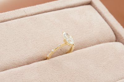 Marquise Cut Diamond With Polka Dot Setting Solitaire Ring