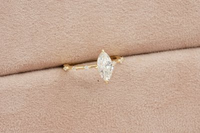 Marquise Cut Diamond With Polka Dot Setting Solitaire Ring