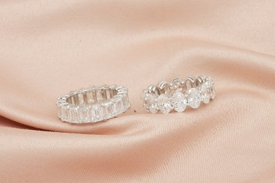 Emerald Cut Diamond & Oval Cut Diamond Full Eternity Ring