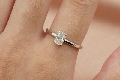 Radiant Cut Diamond With Plain Basket Solitaire Ring l