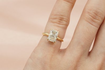 Radiant Cut Diamond With Plain Basket Solitaire Ring ll