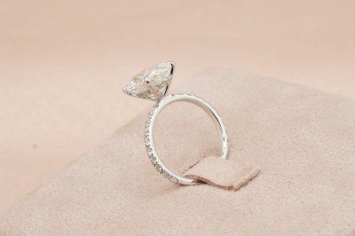 Oval Cut Diamond With Hidden Halo and Side Pavé ll