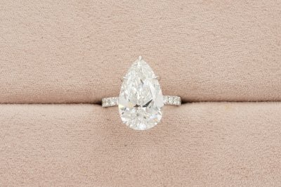 Pear Cut Diamond With Hidden Halo and Side Pavé