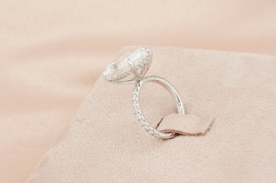 Pear Cut Diamond With Hidden Halo and Side Pavé