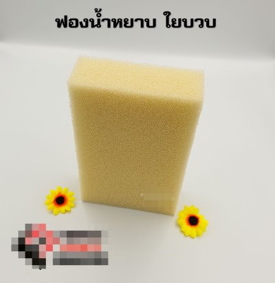 ฟองน้ำหยาบ ใยบวบ สีครีม เนื้อเหนียว ขนาด 5x8 นิ้ว หนา 2 นิ้ว แพ็คถุงพลาสติก 1:1