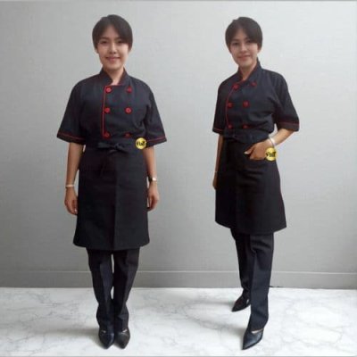 ผ้ากันเปื้อนครึ่งตัวสั้นสีดำ