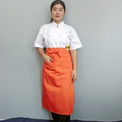 ผ้ากันเปื้อนครึ่งตัวยาว สีส้ม