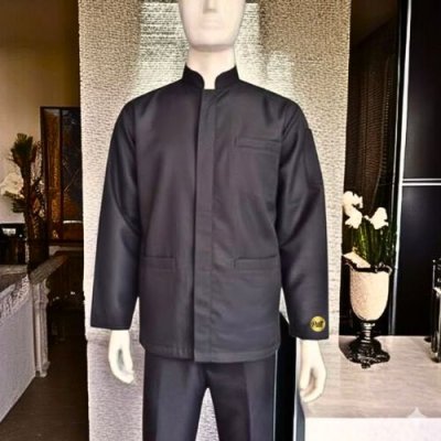 เสื้อแมสเซนเจอร์ คอจีนสีดำ